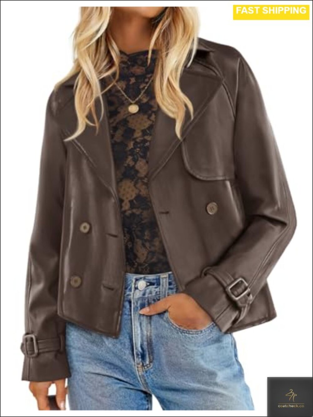 Faux Leather Motorcycle Jacket Button Down Moto Biker Loose Fit Women